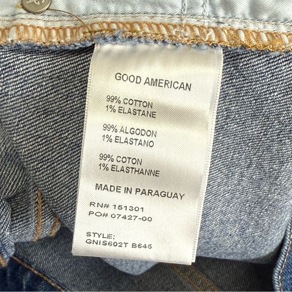 Good American Jean Shorts Good 90s Distressed Frayed Womens 24 Plus Blue NWT - Picture 7 of 11